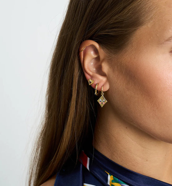 Anna+Nina Single Pierrot Card Ring Earring Goldplated