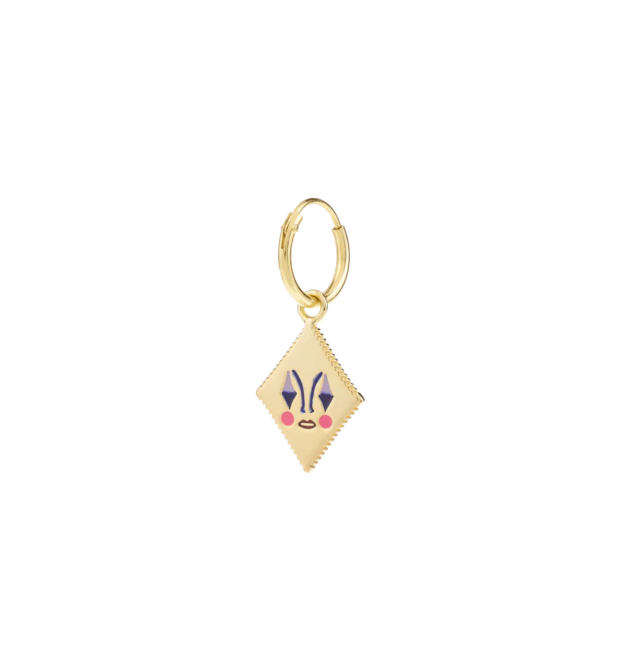 Anna+Nina Single Pierrot Card Ring Earring Goldplated