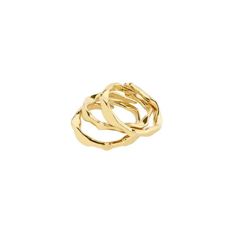 Trendjuwelier Bemelmans - Pilgrim Wyatt Rings 3 - in - 1 Set Goldplated