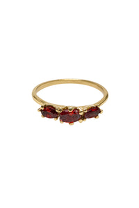 Xzota Triple Garnet Stone Ring Gold