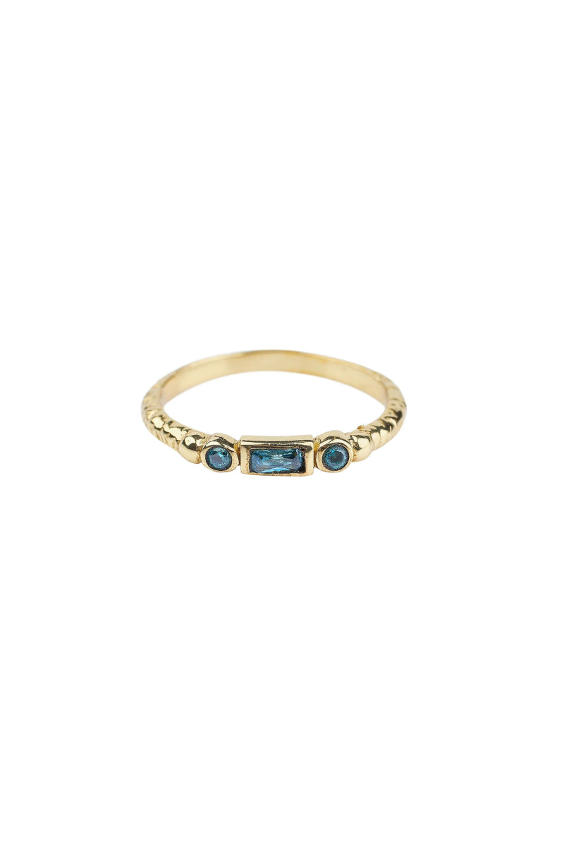 Trendjuwelier Bemelmans - Xzota Blue Rectangle And Round Ring Gold