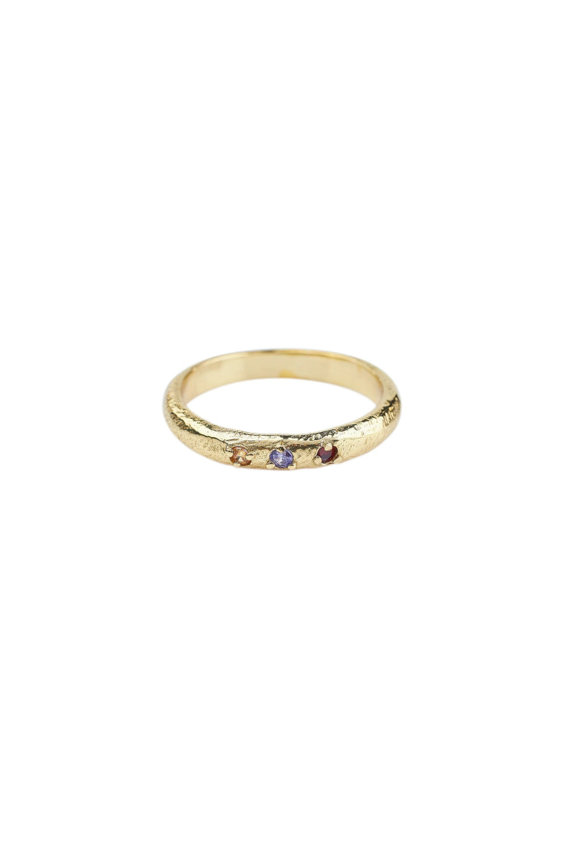 Trendjuwelier Bemelmans - Xzota Hammered Multi Stone Ring Gold