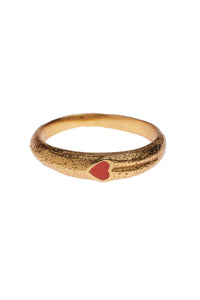 Trendjuwelier Bemelmans - Xzota Red Resin Heart Ring Gold