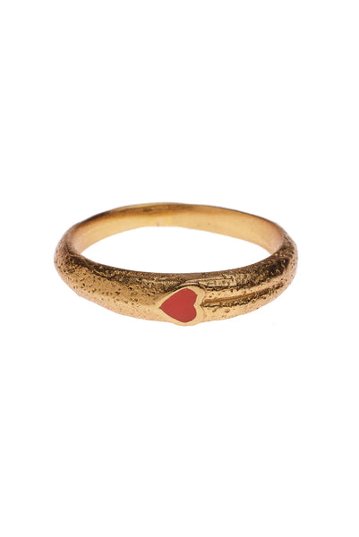 Trendjuwelier Bemelmans - Xzota Red Resin Heart Ring Gold