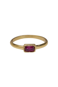 Trendjuwelier Bemelmans - Xzota Tiny Ruby Baquette Stone Ring Gold