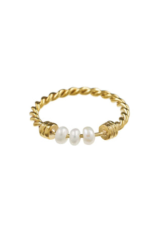 Trendjuwelier Bemelmans - Xzota Triple Tiny Pearl Wire Ring Goud