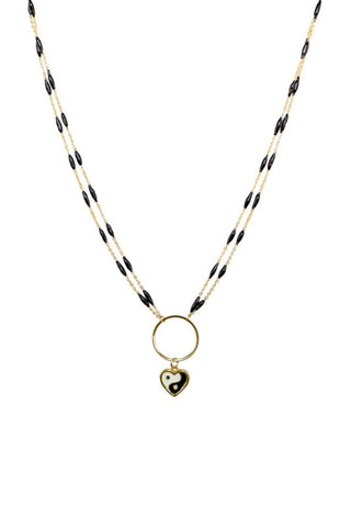 Trendjuwelier Bemelmans - 2 The Moon ‘N Back Black White Heart Necklace Gold
