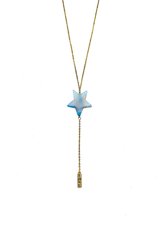 Trendjuwelier Bemelmans - 2 The Moon ‘N Back Golden Blue Star Necklace