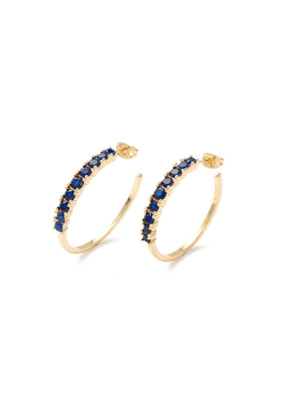 Trendjuwelier Bemelmans - 2 The Moon ‘N Back Golden Blue Stone Hoops