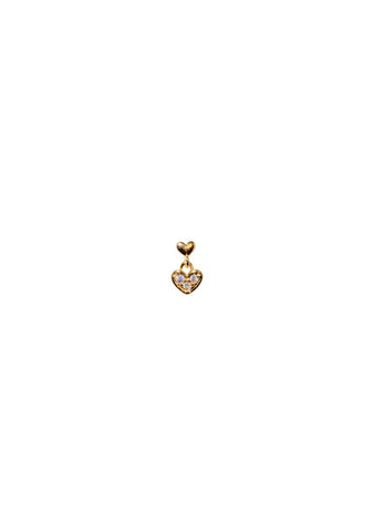 Trendjuwelier Bemelmans - 2 The Moon ‘N Back White Stones Mini Heart Stud Gold