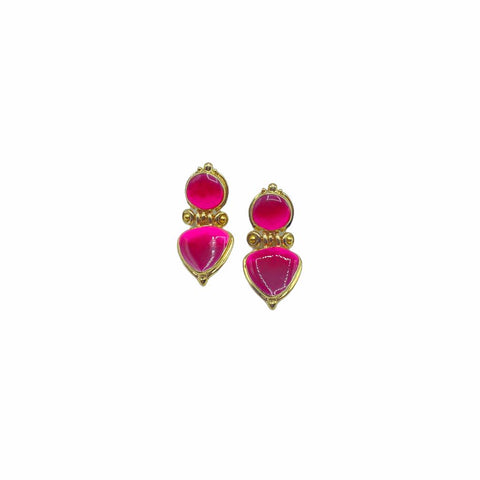 Gas Bijoux Acolorado Earrings Fuchsia Goud | Trendjuwelier Bemelmans.