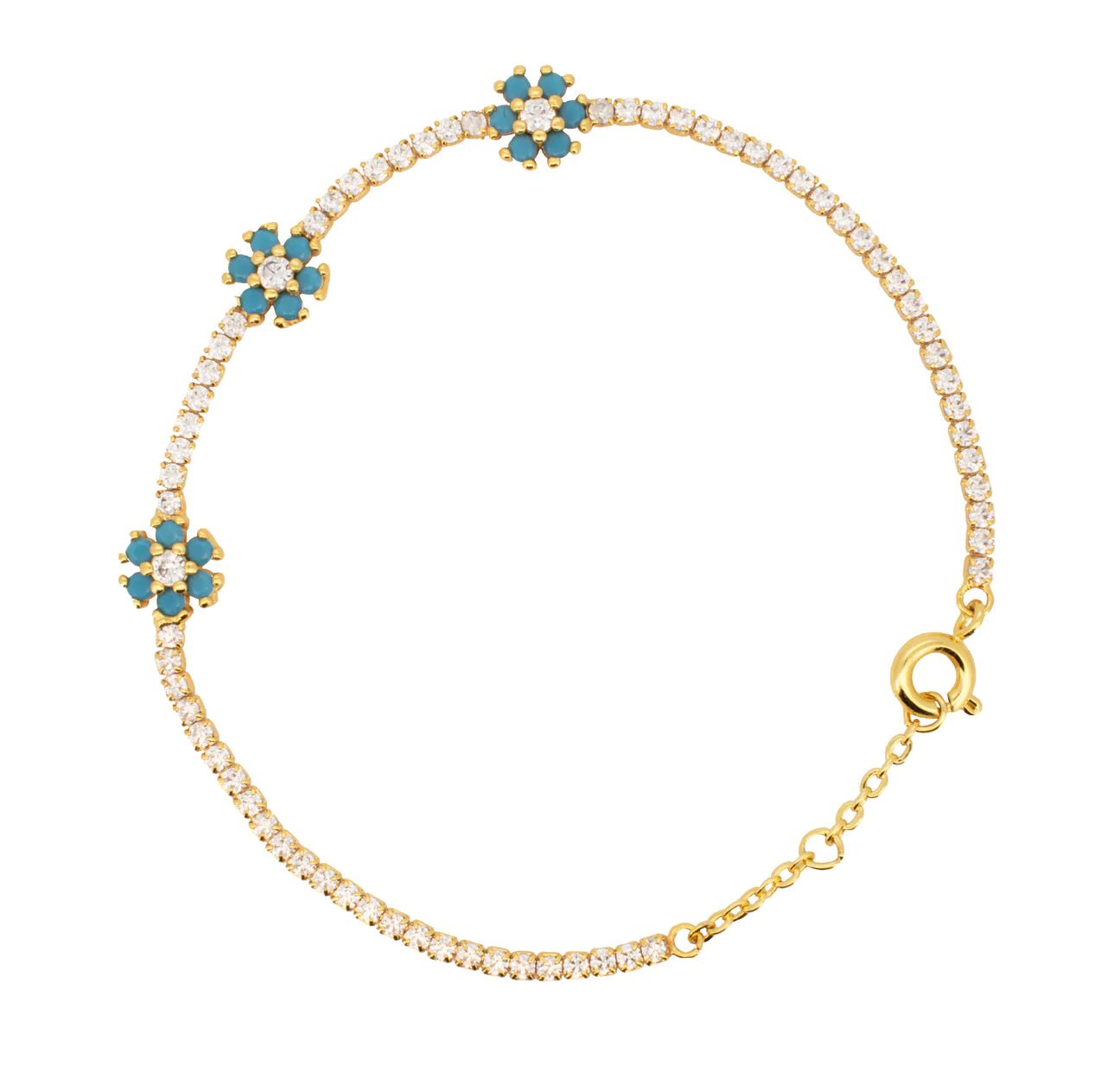 Trendjuwelier Bemelmans - A New Day Amsterdam 3 Flower Bracelet Blue Gold