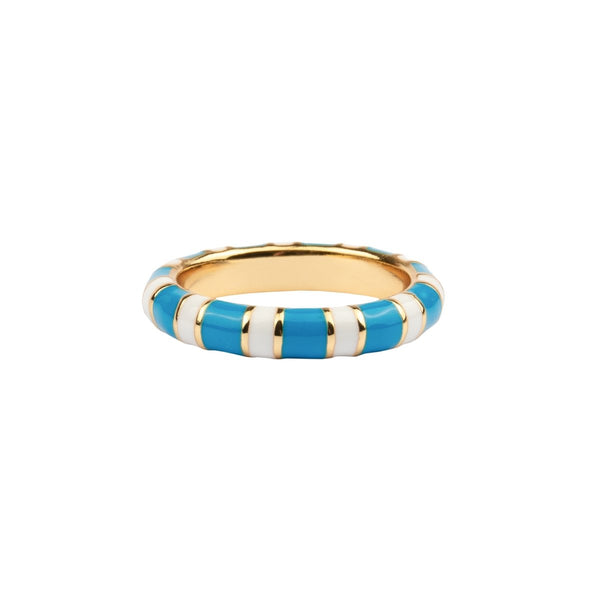 Trendjuwelier Bemelmans - A New Day Amsterdam Enamel Ring Blue Goldplated