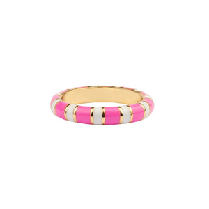 Trendjuwelier Bemelmans - A New Day Amsterdam Enamel Ring Hot Pink Goldplated