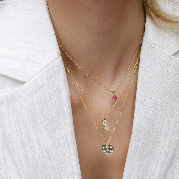 Trendjuwelier Bemelmans - A New Day Amsterdam Heart Necklace Clear Gold