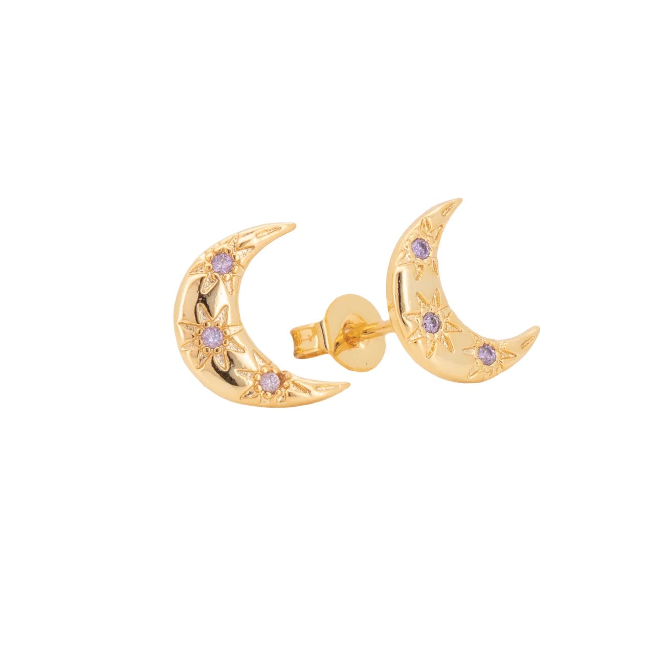 Trendjuwelier Bemelmans - A New Day Amsterdam Shining Moon Lila Stud Goud