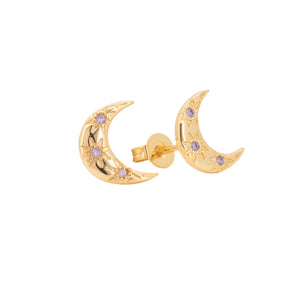 Trendjuwelier Bemelmans - A New Day Amsterdam Shining Moon Lila Stud Goud