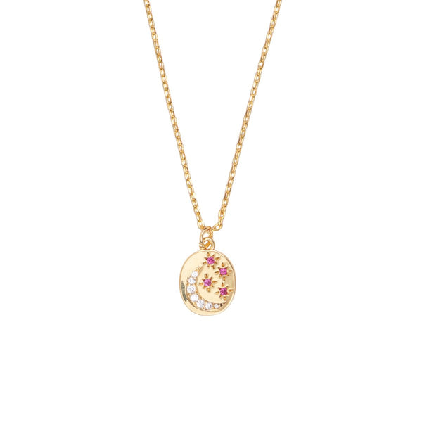 Trendjuwelier Bemelmans - A New Day Amsterdan Signet Oval Moon Necklace Pink Gold