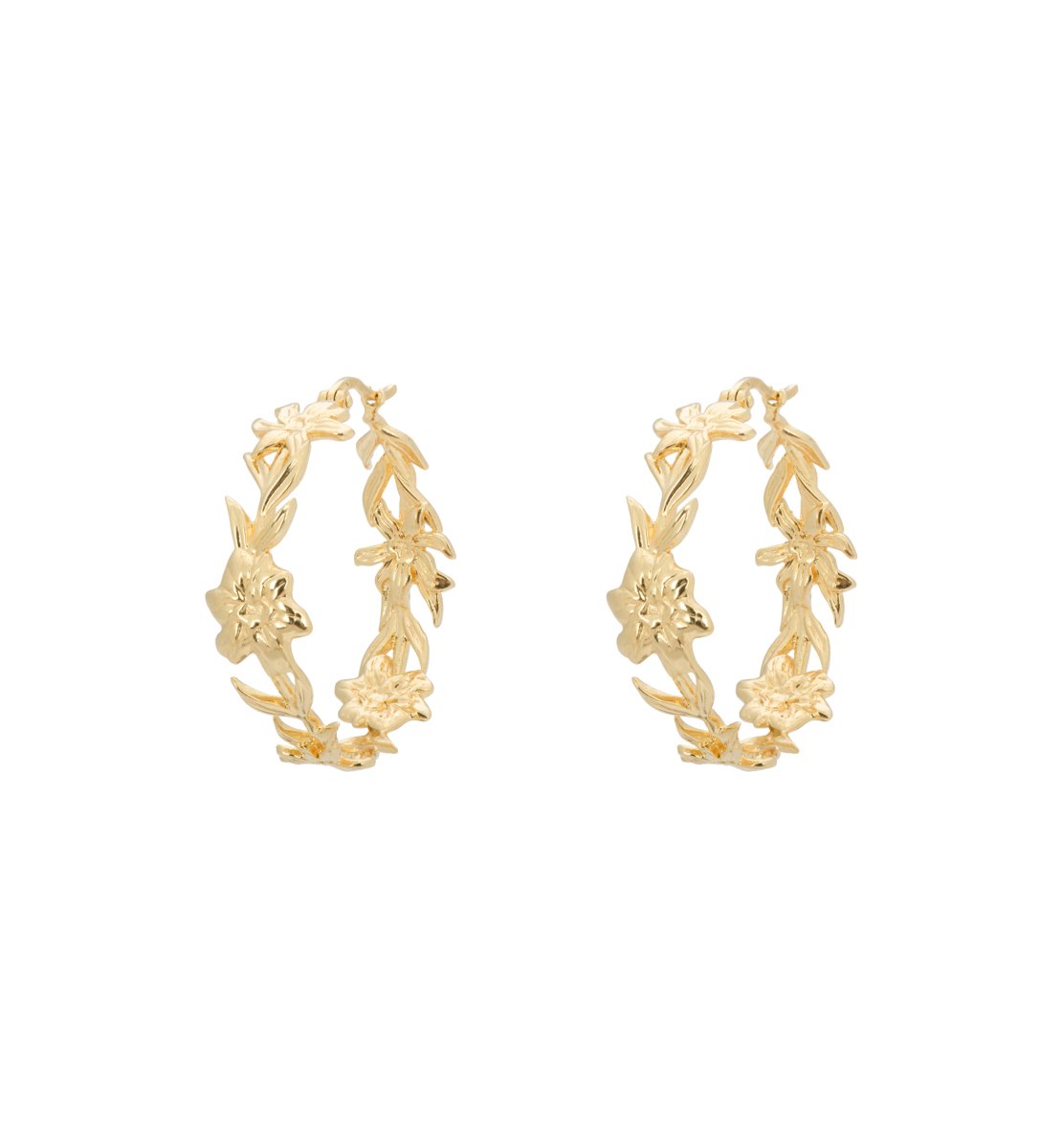 Trendjuwelier Bemelmans - Anna Nina Flower Crown Hoop Earrings Brass Goldplated
