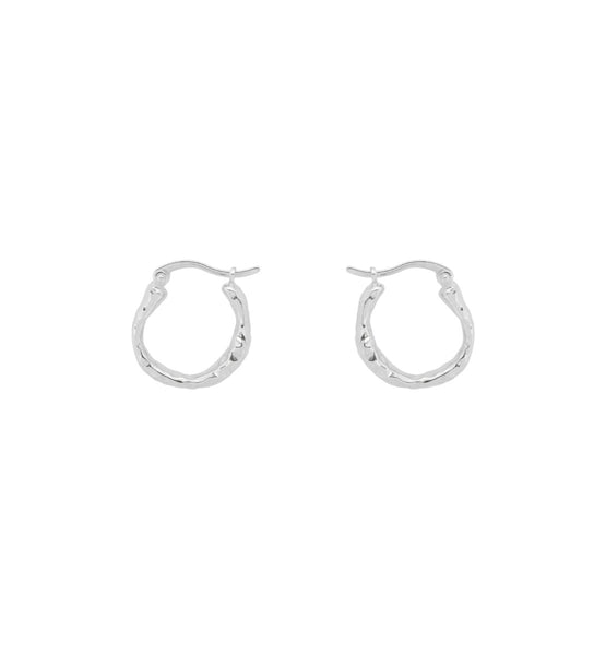Trendjuwelier Bemelmans - Anna Nina Small Organic Hoop Earrings Silver