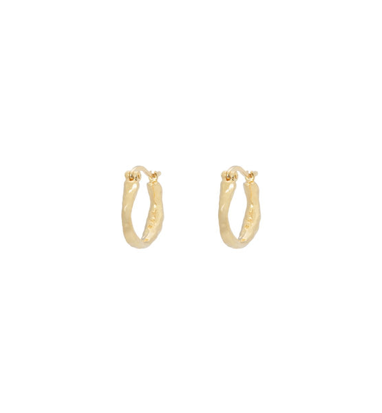 Trendjuwelier Bemelmans - Anna Nina Small Organic Hoop Earrings Silver Goldplated
