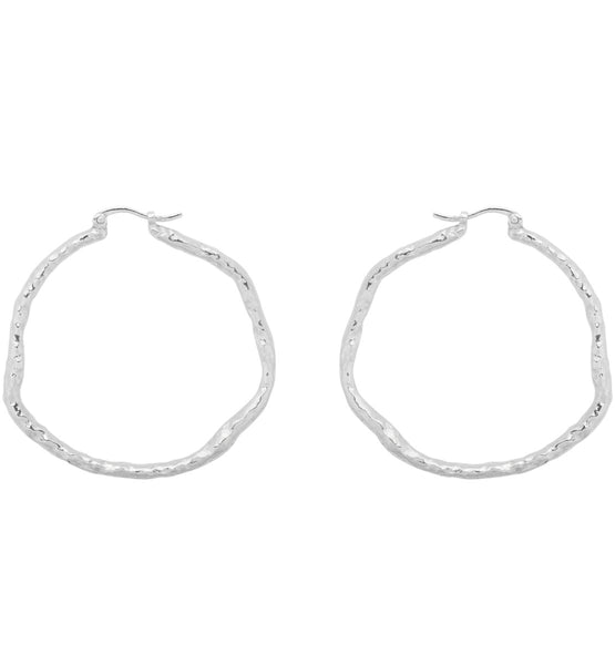 Trendjuwelier Bemelmans - Anna+Nina Large Organic Hoop Earrings Brass Silverplated