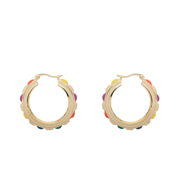 Trendjuwelier Bemelmans - Anna+Nina Rainbow Checkered Hoop Earrings Goldplated