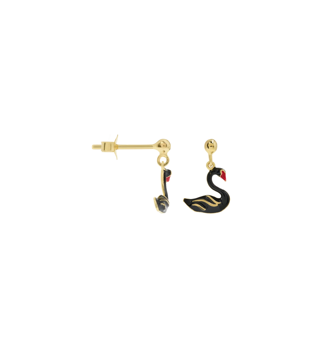 Trendjuwelier Bemelmans - Anna+Nina Single Black Swan Stud Earring Gold
