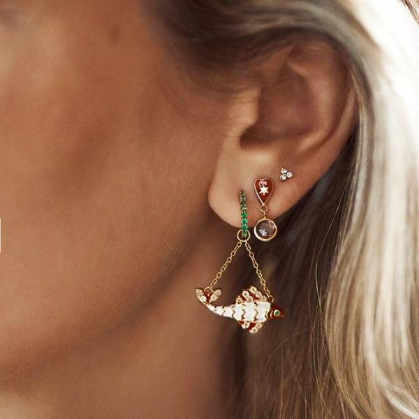 Trendjuwelier Bemelmans - Anna+Nina Single Trio Diamond Stud Earring 14 Krt Goud