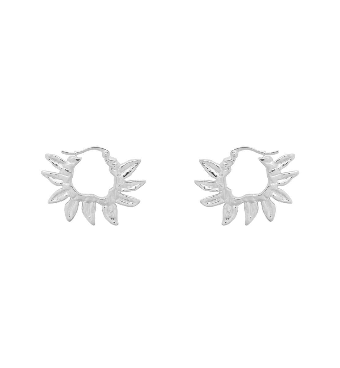 Trendjuwelier Bemelmans - Anna+Nina Sunflower Petals Hoop Earrings Silver