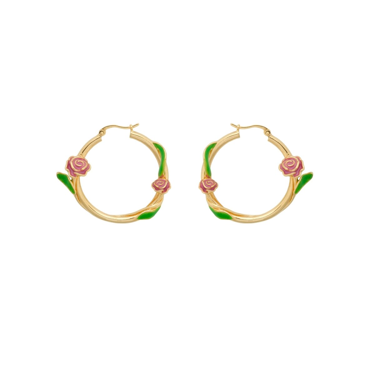 Anna+Nina Tangled Rose Hoop Earrings Goldplated | Trendjuwelier Bemelmans.