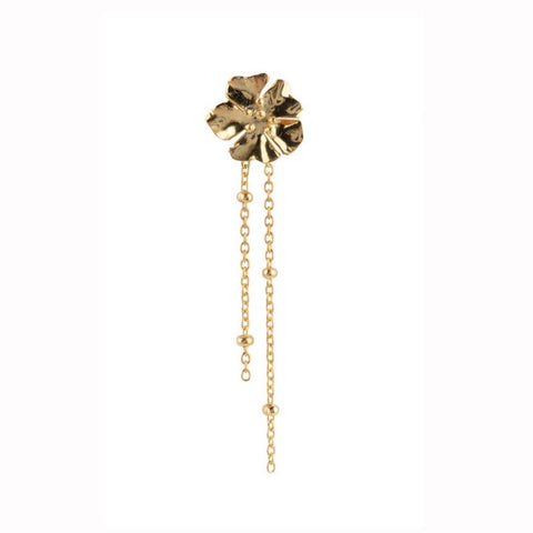 Trendjuwelier Bemelmans - Betty Bogaers Medium Folded Flower Chain Stud Earring Gold Plated