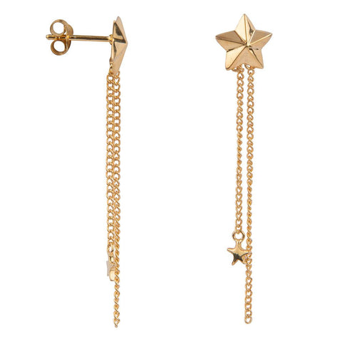 Trendjuwelier Bemelmans - Betty Bogaers Star Cone Stud Chain Earring Gold Plated