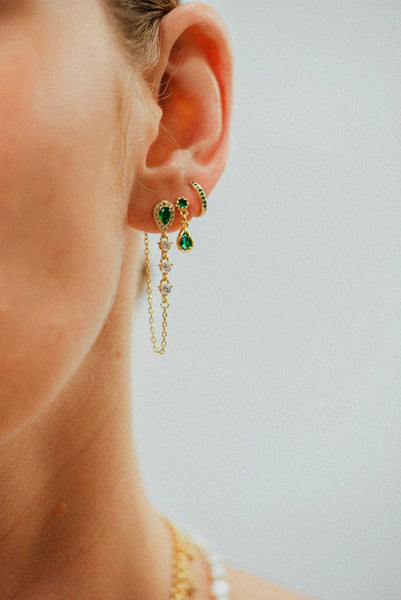 Trendjuwelier Bemelmans - Bobby Rose Jewelry Classic Green Huggie Small Gold