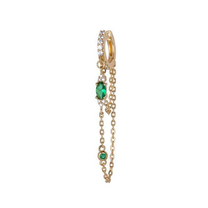 Trendjuwelier Bemelmans - Bobby Rose Jewelry Strass Green Oval Hoop Gold