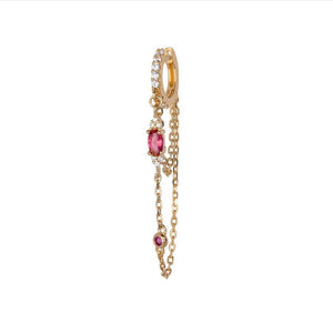 Trendjuwelier Bemelmans - Bobby Rose Jewelry Strass Pink Oval Hoop Gold