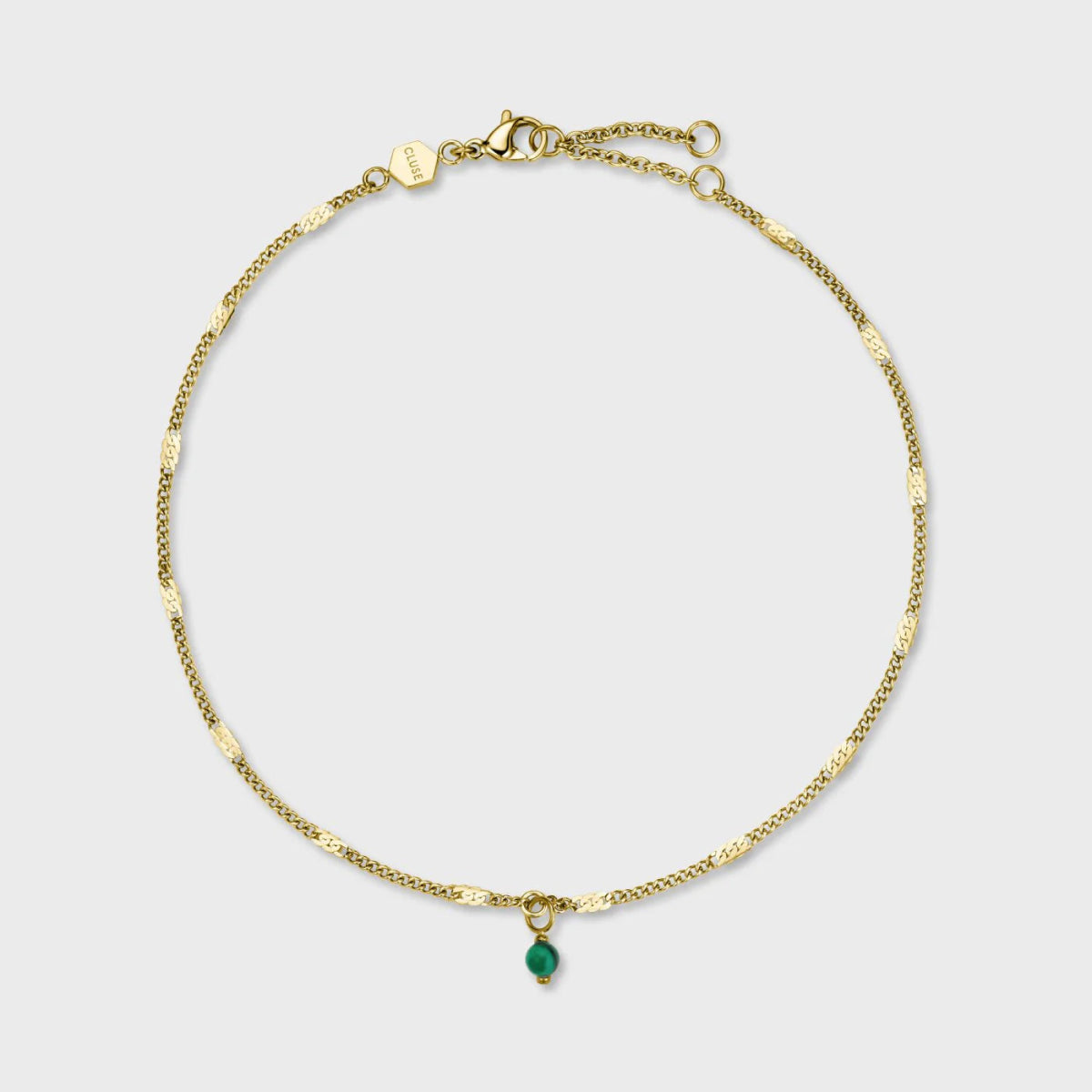 Trendjuwelier Bemelmans - Cluse Essentielle Anklet Malachite Bead, Gold Colour