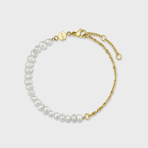 Trendjuwelier Bemelmans - Cluse Essentielle Mixed Chain Pearl Bracelet, Gold Colour