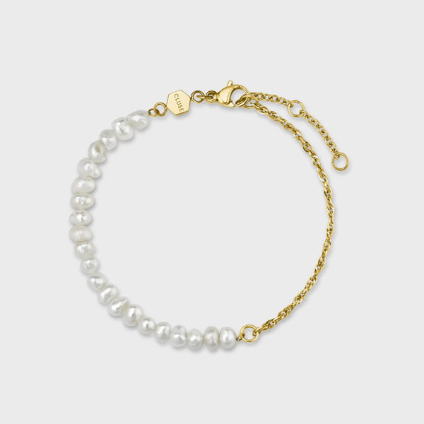 Trendjuwelier Bemelmans - Cluse Essentielle Mixed Chain Pearl Bracelet, Gold Colour