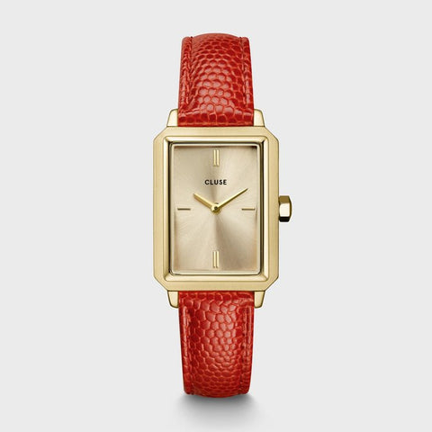 Cluse Fluette Leather Coral Lizard Gold Colour | Trendjuwelier Bemelmans.