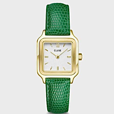 Trendjuwelier Bemelmans - Cluse Gracieuse Petite Watch Leather Emerald Green Lizard Gold Colour