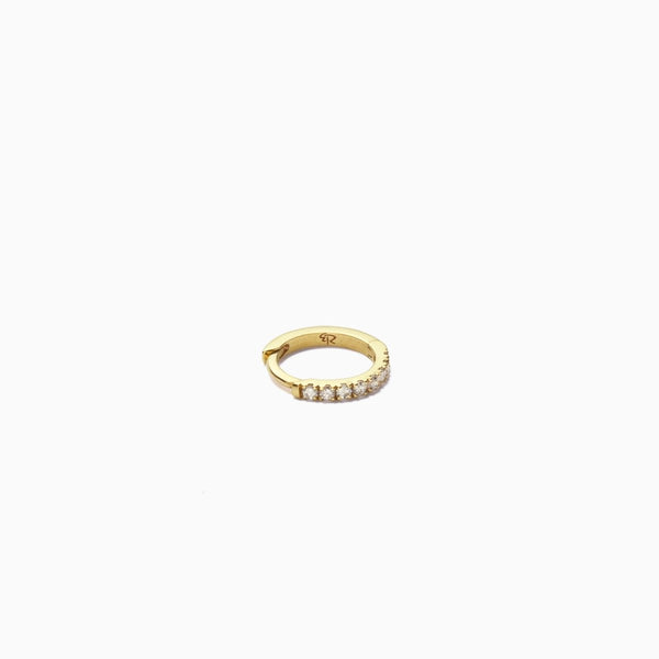 Trendjuwelier Bemelmans - Eline Rosina Diamond Huggie 10 mm 14 Krt Solid Gold