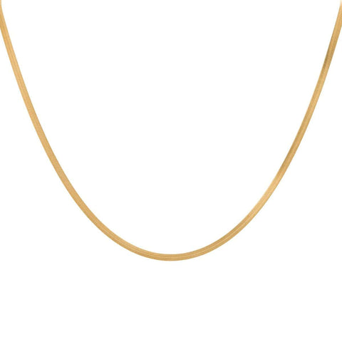 Eline Rosina Flat Snake Chain Necklace In Gold Plated Sterling Silver | Trendjuwelier Bemelmans.
