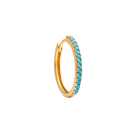 Eline Rosina Single Turquoise Huggie Hoop Goldplated 20 mm | Trendjuwelier Bemelmans.