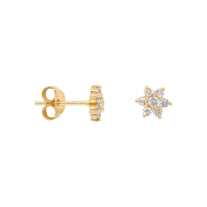 Eline Rosina Zirconia Flower Earrings in goldplated sterling silver | Trendjuwelier Bemelmans.