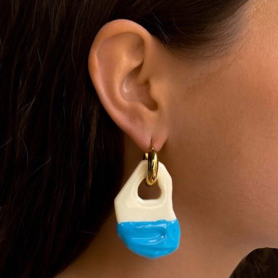 Trendjuwelier Bemelmans - Felt Atelier Aki Rubberized Aqua Blue Gold Earring