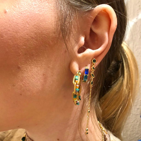 Trendjuwelier Bemelmans - Gas Bijoux Mako Hoop Earrings Turquoise Gold