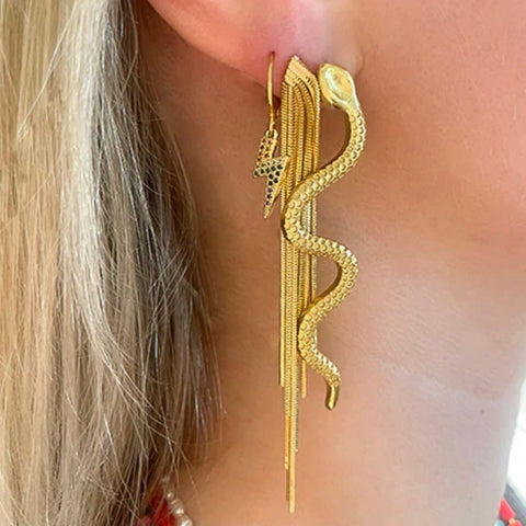 Trendjuwelier Bemelmans - I Am Jai Large Gold Snake Earrings Gold