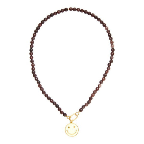 Trendjuwelier Bemelmans - I Am Jai Smiley Necklace Brown Jade Stone Gold