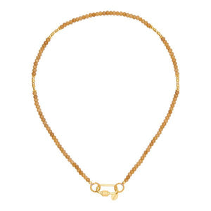 Trendjuwelier Bemelmans - I Am Jai Traditional Gold And Stone Necklace With Screw Lock Brown Jade